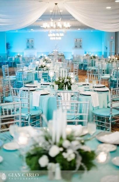 decoration table mariage bleu